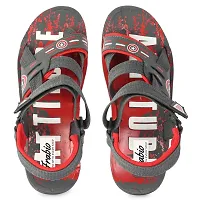 Aedee Men's Casual Velcro Sandals/Running Walking Dailywear Indoor Outdoor Floaters (FRB-SND11-Red)-thumb2