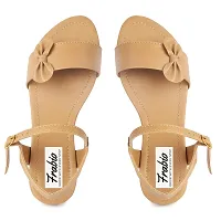 Aedee Women's Sandals Casual Flip Flops Beach Sandals Ankle Strap Flat Sandals for Women (Beige) -8 UK-thumb3