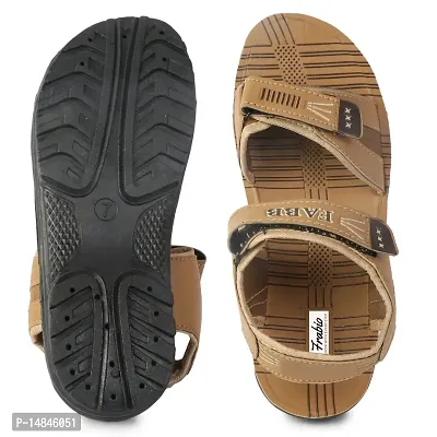 Aedee Men's Casual Velcro Sandals/Running Walking Dailywear Indoor Outdoor Floaters (FRB-SND1-Brown)-thumb4