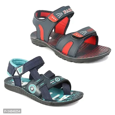 Aedee Men's Pack Of 2 Casual velcro Sandals/Running Walking Dailywear Indoor Outdoor Floaters For Boys - 113
