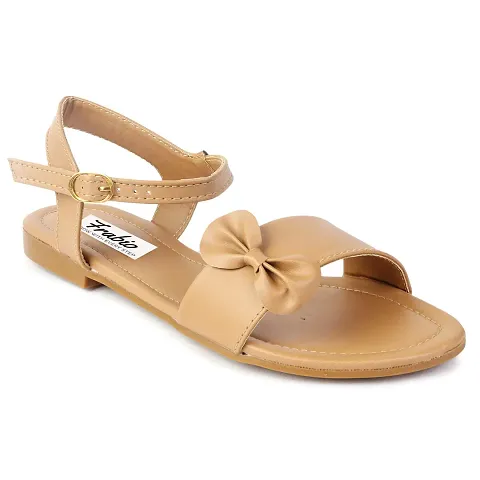 Aedee Women's Sandals Casual Flip Flops Beach Sandals Ankle Strap Flat Sandals for Women (Beige) -8 UK