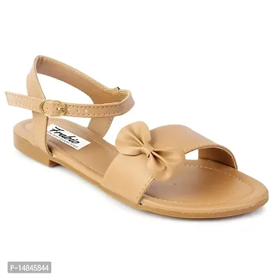 Aedee Women's Sandals Casual Flip Flops Beach Sandals Ankle Strap Flat Sandals for Women (Beige) -8 UK