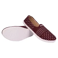 Aedee Women Slip On Flats Comfortable Casual Dress Belly Slip on Super Lightweight Women Bellies  Non-Slippery Belly for Women (Maroon)-thumb2