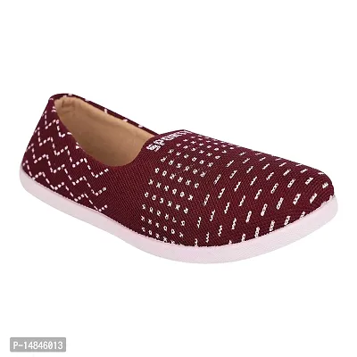 Aedee Women Slip On Flats Comfortable Casual Dress Belly Slip on Super Lightweight Women Bellies  Non-Slippery Belly for Women (Maroon)-thumb0