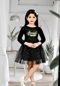 Stylish Black Cotton Blend Frocks For Girl-thumb1