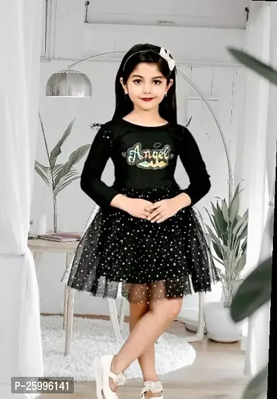 Stylish Black Cotton Blend Frocks For Girl-thumb2