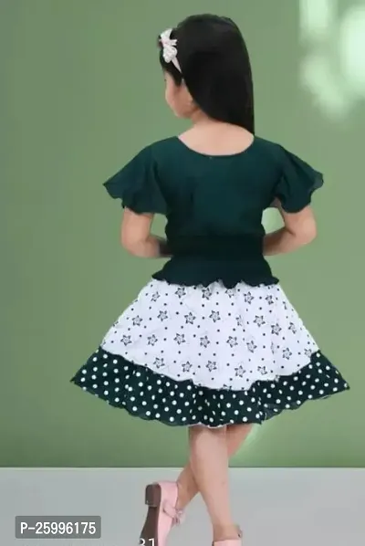 Stylish Green Cotton Blend Frocks For Girl-thumb2