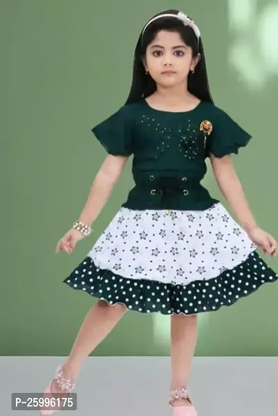 Stylish Green Cotton Blend Frocks For Girl-thumb0