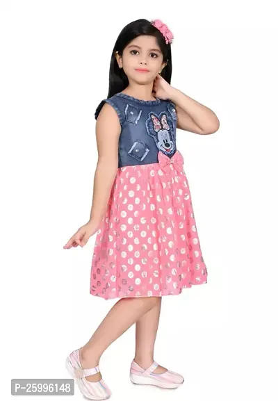 Stylish Pink Denim Frocks For Girl-thumb2