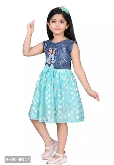 Stylish Blue Denim Frocks For Girl-thumb3