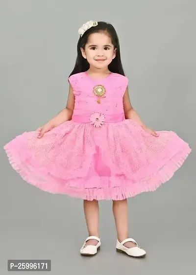 Stylish Pink Net Frocks For Girl-thumb0