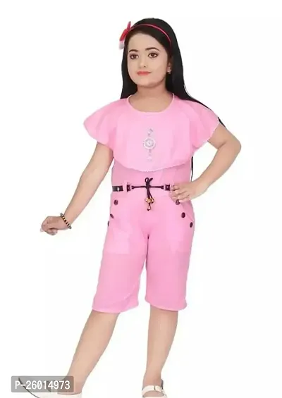 Stylish Girls Cotton Blend Casual Jumpsuit-thumb0