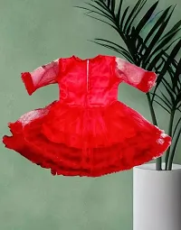 Stylish Red Cotton Blend Frocks For Girl-thumb1