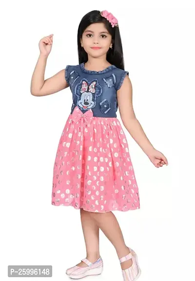 Stylish Pink Denim Frocks For Girl-thumb3