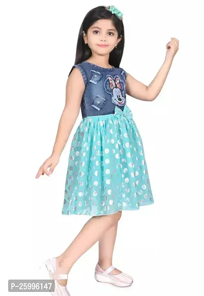 Stylish Blue Denim Frocks For Girl-thumb2