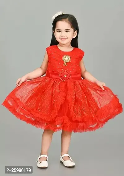 Stylish Red Net Frocks For Girl-thumb0