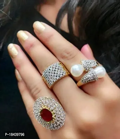 Reliable Golden Alloy  Rings For Women Combo