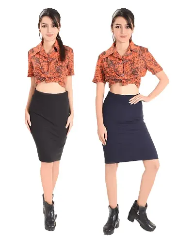VAU FASHION | Pencil Skirt | Formal Pencil Skirt | Stretchable Skirt | Short Skirt | Pencil Skirt Compo Set Black