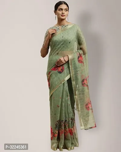 Elegant Green Art Silk Saree with Blouse piece For Women-thumb0