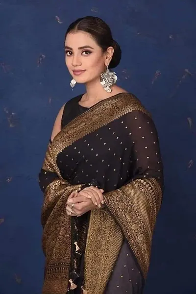 Must Have Art Silk Saree with Blouse piece 