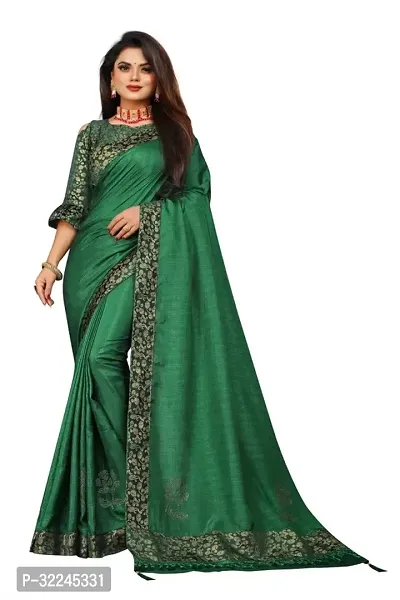 Elegant Green Art Silk Saree with Blouse piece For Women