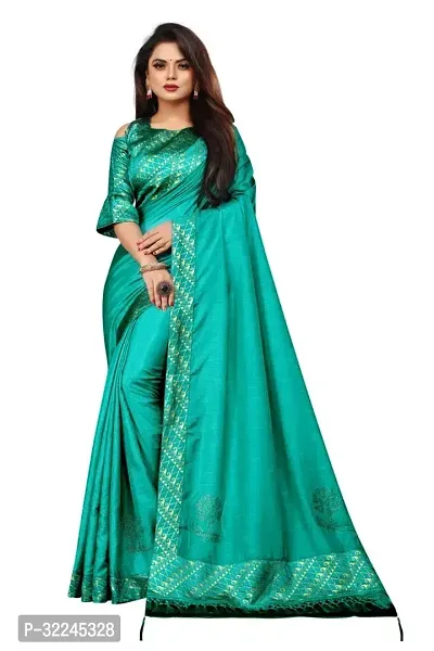 Elegant Green Art Silk Saree with Blouse piece For Women