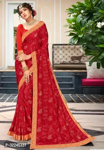 Elegant Red Art Silk Saree with Blouse piece For Women