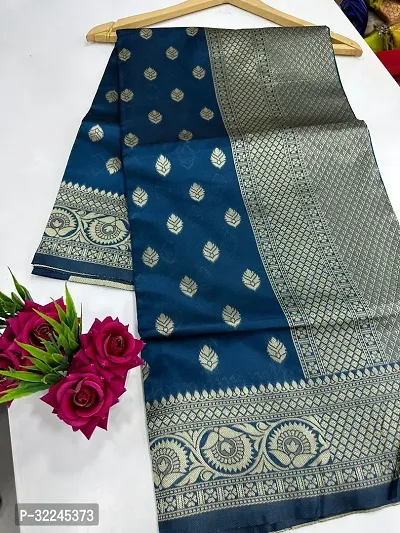 Elegant Blue Art Silk Saree with Blouse piece For Women