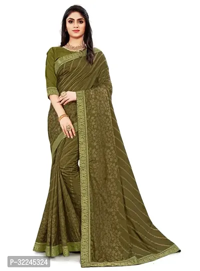 Elegant Green Art Silk Saree with Blouse piece For Women