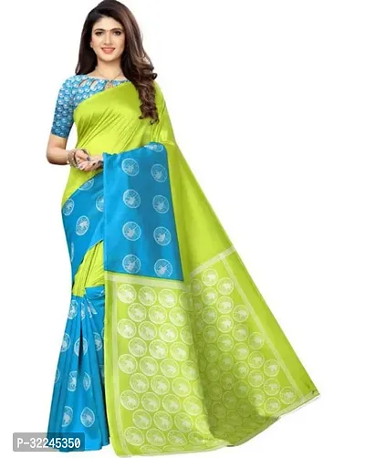 Elegant Blue Art Silk Saree with Blouse piece For Women-thumb0