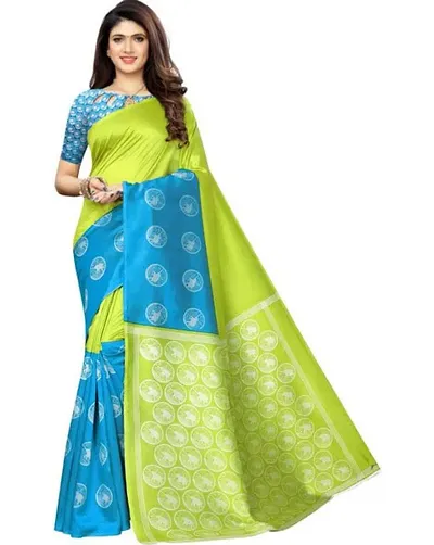 Trendy Multicolored Art Silk Printed Sarees with Blouse