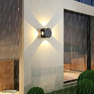 Stylish 4 Way Led Outdoor Waterproof Exterior Wall Light Fixture Lamp Warm White Up-Down-Left-Right Metal Rectangular