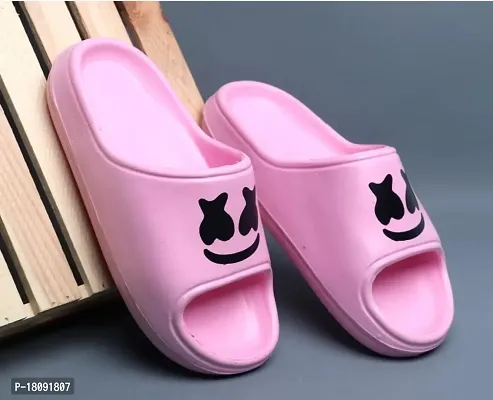 Stylish EVA Rani Pink Printed Slippers For Women