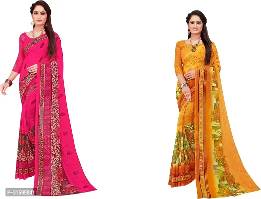 Stylish Multicoloured Georgette Saree With Blouse Piece For Women Pack Of 2