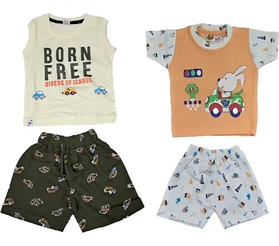 Trendy T-Shirts With Shorts For Boys-Pack Of 2