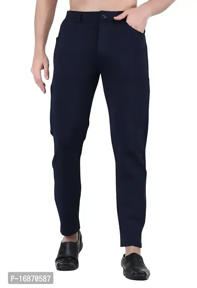 Men Casual Chinos Trouser in Cotton Stretch | navy blue color-thumb5