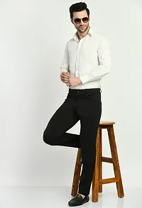 Menrsquo;s Casual Trousers Chinos pants | Slim Fit Stretchable | Black color-thumb1