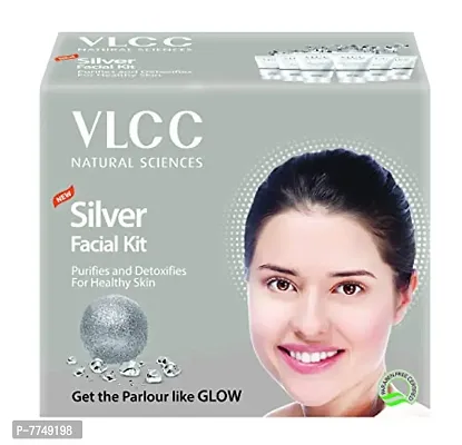 VLCC Silver Facial Kit 60g Purifies  Detoxifies For Healthy Skin-thumb0