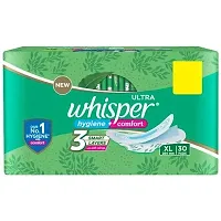 Whisper Hygiene+Comfort Ultra XL+ 30 Pads 3 Smart Layer With Soft Wings-thumb1