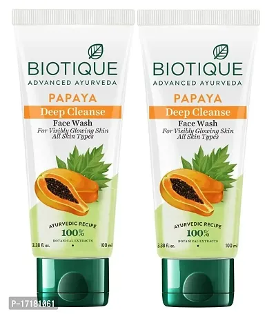 BIOTIQUE PAPAYA Deep Cleanse Face Wash (100ml*2)-thumb0