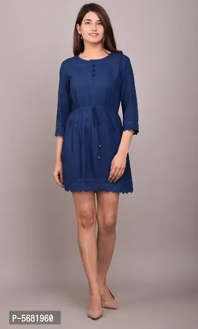 Beautiful Rayon Blue Dress for Women-thumb0