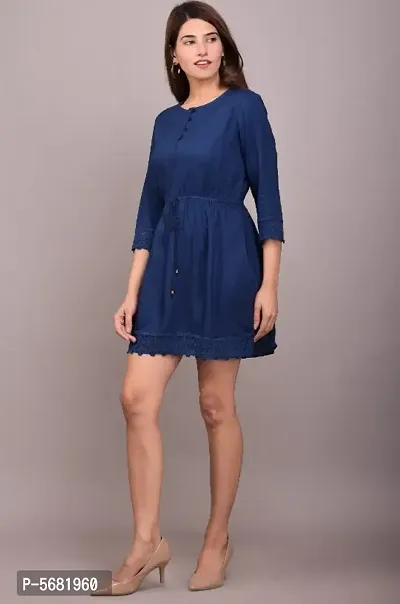 Beautiful Rayon Blue Dress for Women-thumb2