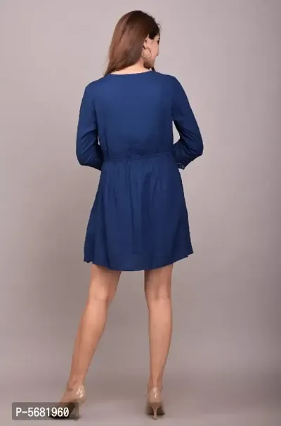 Beautiful Rayon Blue Dress for Women-thumb3