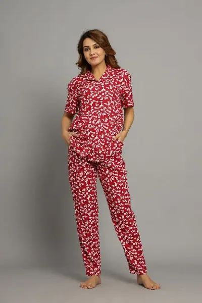 Women Printed Night Suit Set/Top Pyjama Set