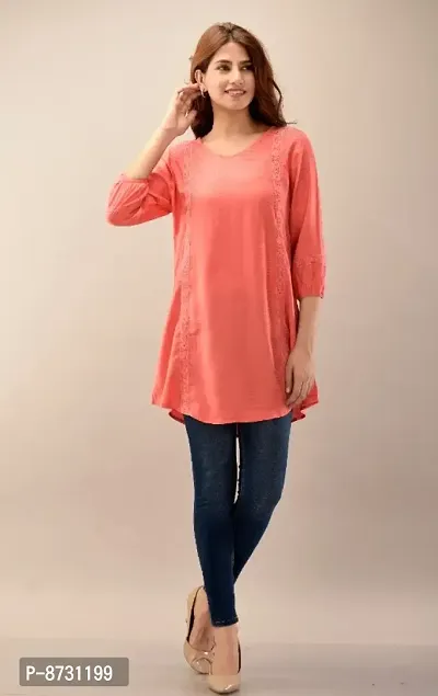 Classic Rayon Embroidered Tops for Women