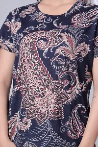 Navy printed cotton top for women-thumb1