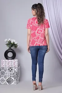 Red printed cotton top for women-thumb3