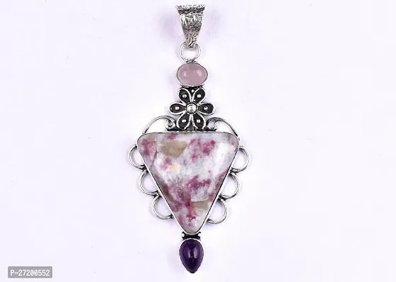 Shimmering Multicoloured German Silver Pendant For Women