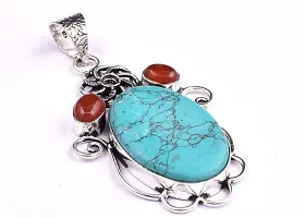 Shimmering Turquoise German Silver Pendant For Women-thumb1