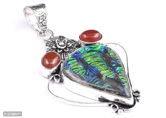 Shimmering Multicoloured German Silver Pendant For Women-thumb2